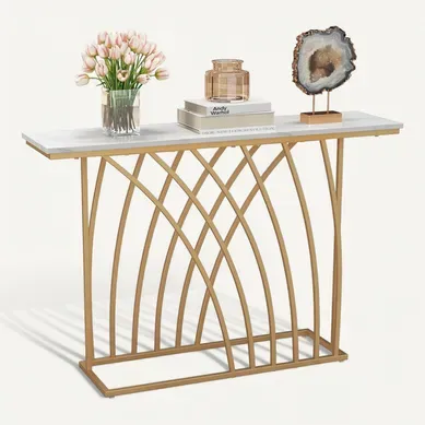 Table Console, Meuble D'entrée En Faux Marbre, Design Géométrique Moderne, 120 X 30 X 80 Cm Table Console, Meuble D'entrée En Faux Marbre, Design Géométrique Moderne, 120 X 30 X 80 Cm
