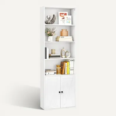 Bibliothèque Étagère 180 Cm, Colonne De Rangement 6 Étagères, Chambre, 60 X 24 X 180 Cm, Blanc