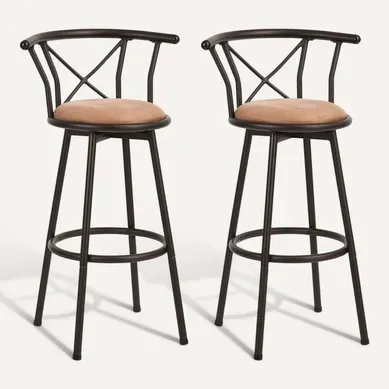Lot De 2 Tabourets De Bar Industriel Pivotant Sur 360° Siège De 75,5 Cm De Haut, Marron Lot De 2 Tabourets De Bar Industriel Pivotant Sur 360° Siège De 75,5 Cm De Haut, Marron
