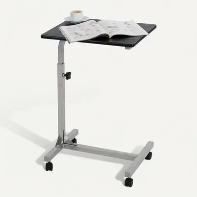 Table De Lit Pour Ordinateur Portable Hauteur Réglable Bout De Canapé Avec 4 Roulettes, Argenté