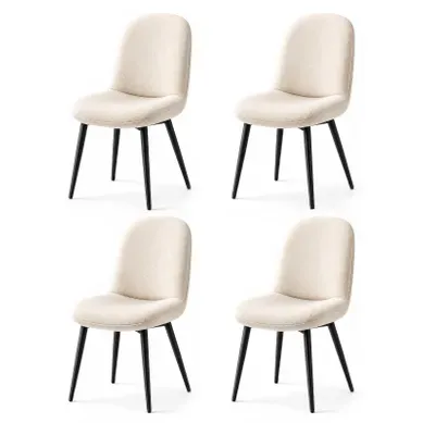 Chaise - Lot De 4 Chaises Salle à Manger, Pieds Métal , Tissu En Lin - 44x54x85 Cm - Beige