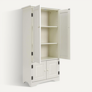 Armoire De Rangement Vintage En Mdf Avec 2 Étagères Réglables 58,5 X 31,5 X 123 Cm Blanc Armoire De Rangement Vintage En Mdf Avec 2 Étagères Réglables 58,5 X 31,5 X 123 Cm Blanc