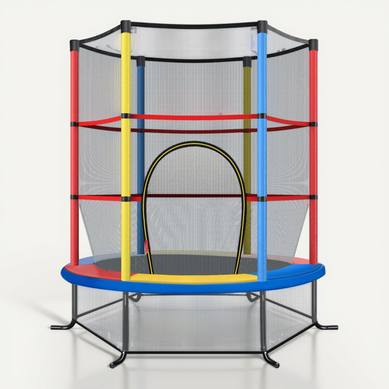 Trampoline De Jardin Pour Enfants D.165 × 1,60h Cm Avec Filet De Protection,coloré Trampoline De Jardin Pour Enfants D.165 × 1,60h Cm Avec Filet De Protection,coloré