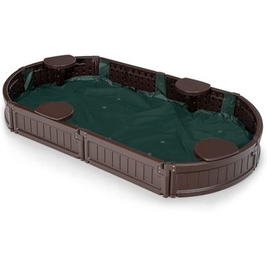 Bac à Sable Enfant Ovale 183x105x21 Cm En Plastique Avec Housse De Protection Marron Bac à Sable Enfant Ovale 183x105x21 Cm En Plastique Avec Housse De Protection Marron
