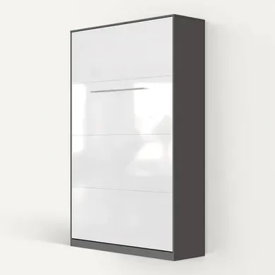 Lit Escamotable +2 Placards V 120x200+(100x2)cm Standard Anthracite/blanc Brillant