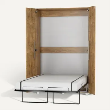 Armoire Lit Escamotable Vertical 120x200 Cm Chêne Foncé Avec Porte Lit Rabattable Lit Mural Todor