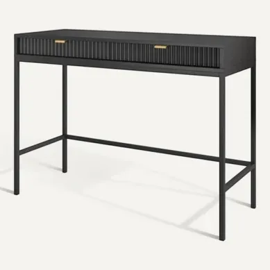 Table Coiffeuse 104x50x78cm Noir Meuble De Maquillage Bureau Avec Tiroirs De Rangement Noemie
