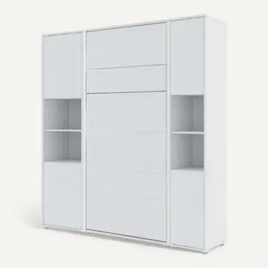 Lenart Armoire Lit Escamotable +2 Placards Vertical 160x200 Cm Blanc Mat Lit Rabattable "consus"