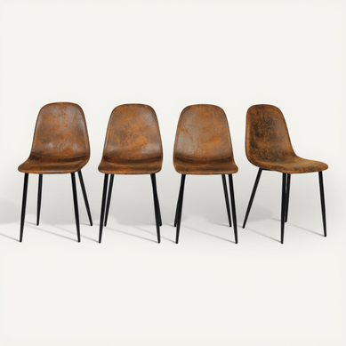 Lot De 4 Chaises Scandinave Retro Marron Suede Salle à Manger Salon Bureau Chambre Vintage Lot De 4 Chaises Scandinave Retro Marron Suede Salle à Manger Salon Bureau Chambre Vintage