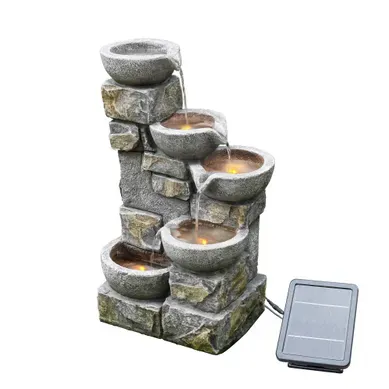 Fontaine à Eau Solaire De Jardin Avec Ornements Et LED Fontaine à Eau Solaire De Jardin Avec Ornements Et LED