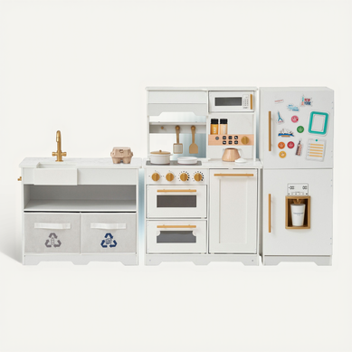 Cuisine Modulaire Bois Avec Accessoires, Blanc Cuisine Modulaire Bois Avec Accessoires, Blanc