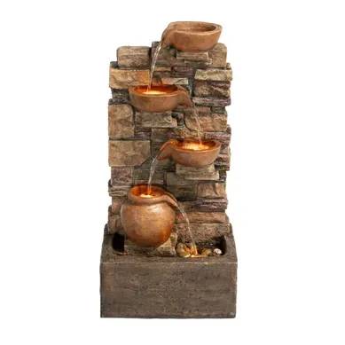 Fontaine Cascade 4 Niveaux Brun LED Jardin Exterieur Fontaine Cascade 4 Niveaux Brun LED Jardin Exterieur
