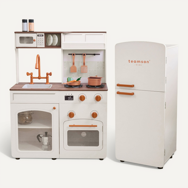 Cuisine Jouet Bois Modulable, 14 Accessoires, 92cm, Blanc Cuisine Jouet Bois Modulable, 14 Accessoires, 92cm, Blanc