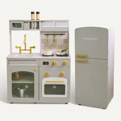 Cuisine Jouet Bois Modulable, 14 Accessoires, 92cm, Vert Cuisine Jouet Bois Modulable, 14 Accessoires, 92cm, Vert
