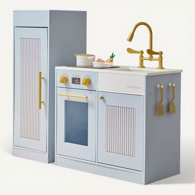 Cuisine Jouet Bois Enfant, 12 Accessoires, 80cm, Bleu Cuisine Jouet Bois Enfant, 12 Accessoires, 80cm, Bleu