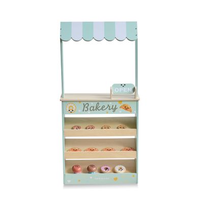 Stand De Boulangerie En Bois Avec 12 Pâtisseries, Vert Stand De Boulangerie En Bois Avec 12 Pâtisseries, Vert