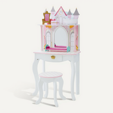 Coiffeuse Enfant Tabouret Miroir Rose Avec Miroir Fille