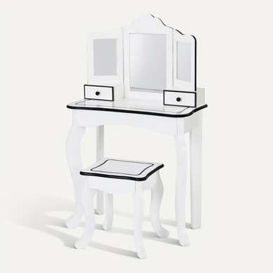 Coiffeuse Enfant En Bois Avec Miroir Et Tabouret Fille Blanc