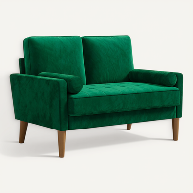 Canapé à 2 Places Scandinave, En Velours Loveseat,121x77x87cm, Vert