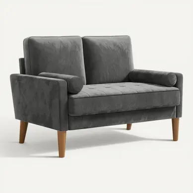 Canapé à 2 Places Scandinave, En Velours Loveseat 121x77x87cm, Gris Canapé à 2 Places Scandinave, En Velours Loveseat 121x77x87cm, Gris