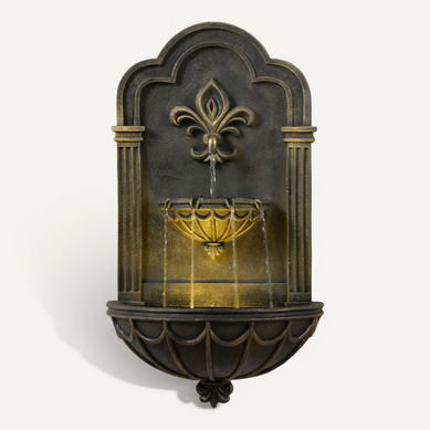 Fontaine Murale Fleur-de-lis Extérieure LED, 80cm, Noir Fontaine Murale Fleur-de-lis Extérieure LED, 80cm, Noir