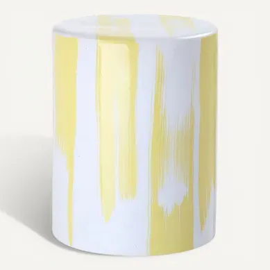 Tabouret De Jardin Modena Jaune/blanc Ceramique 33 X 33 X 43 Cm