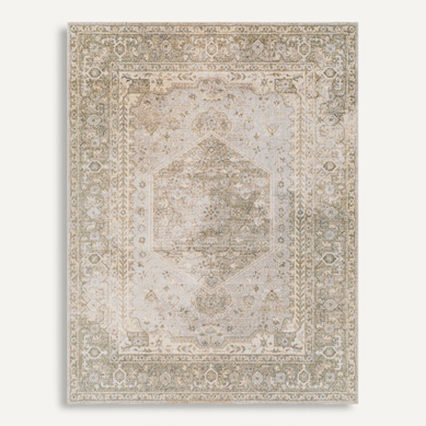 Tapis Vintage Lavable En Machine Vert/brun 200x275 Cm Boka