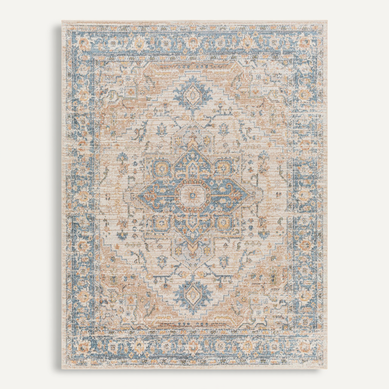 Tapis Vintage Lavable En Machine Marron/bleu 200x275 Cm River
