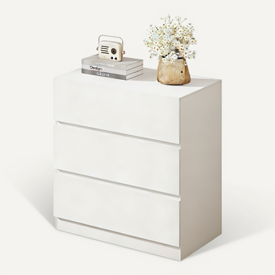 Commode 3 Tiroirs Meuble Salon Entrée 70x40x73cm Buffet Bas Casiers Tables De Chevet Armoire Blanc