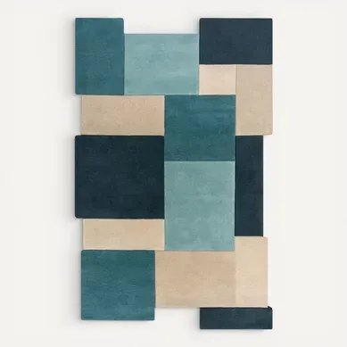 Tapis Arty En Laine - Bleu Turquoise - 120x170 Cm