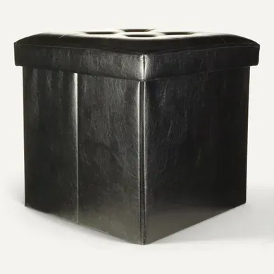 Pouf L. 38 - l. 38 - H. 38 cm POUF PLIABLE Noir Pouf L. 38 - l. 38 - H. 38 cm POUF PLIABLE Noir vue 3/4