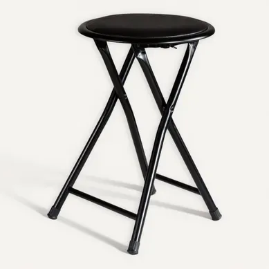 Tabouret pliant JONATHAN Noir vue 3/4