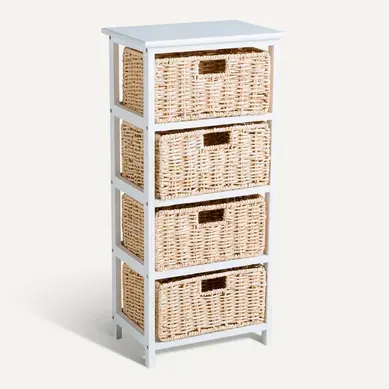 Meuble d'appoint 4 tiroirs NATURA Blanc Meuble d'appoint 4 tiroirs NATURA Blanc vue 3/4