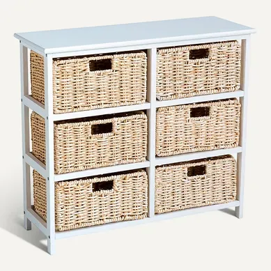 Meuble d'appoint 6 tiroirs NATURA KD 2 Blanc Meuble d'appoint 6 tiroirs NATURA KD 2 Blanc vue 3/4