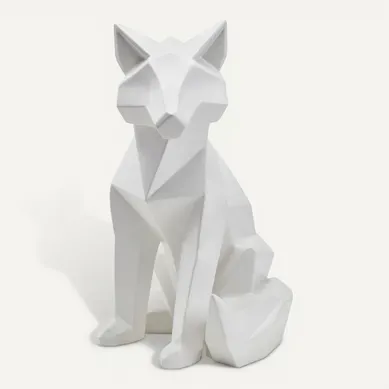 Statue origami H51 cm RENARD Blanc Statue origami H51 cm RENARD Blanc vue de face