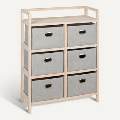 Commode 6 tiroirs LANA naturel/gris Commode 6 tiroirs LANA naturel/gris vue 3/4