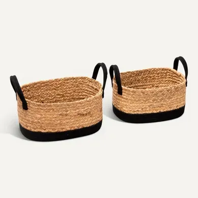 Paniers set de 2 JORIS natuel/noir Paniers set de 2 JORIS natuel/noir vue 3/4