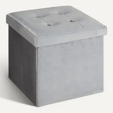 Pouf pliable H. 35 cm DIAMANT Gris Pouf pliable H. 35 cm DIAMANT Gris vue 3/4