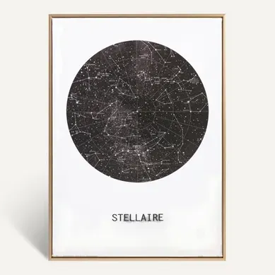 Toile 50x70 cm UNIVERS Noir et blanc. vue de face