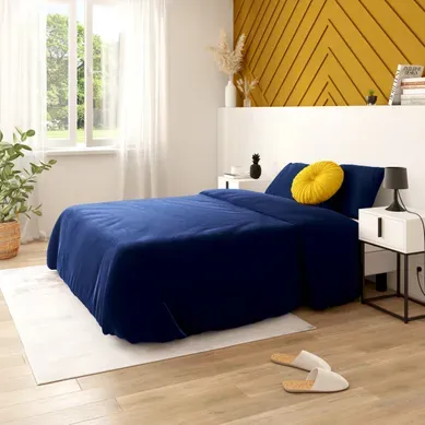 2 taies d'oreillers 50x70 cm DREAMEA PERCALE BLEU 2 taies d'oreillers 50x70 cm DREAMEA PERCALE BLEU vue d'ambiance 1