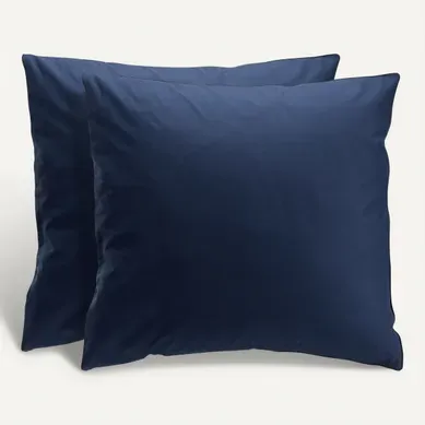 2 taies d'oreiller 65x65 cm DREAMEA PERCALE BLEU 2 taies d'oreiller 65x65 cm DREAMEA PERCALE BLEU vue de face