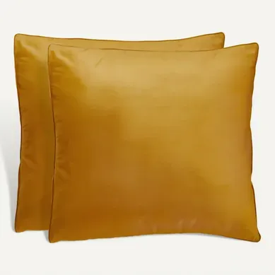 2 taies d'oreiller 65x65 cm DREAMEA PERCALE OCRE 2 taies d'oreiller 65x65 cm DREAMEA PERCALE OCRE vue de face