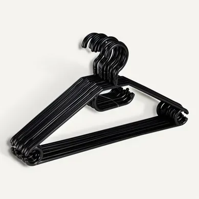 Lot 10 cintres PLASTIKO Noir vue 3/4