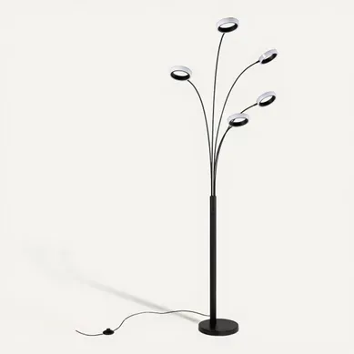 Lampadaire Led 5 têtes H.189cm LYRA Noir Lampadaire Led 5 têtes H.189cm LYRA Noir vue 3/4