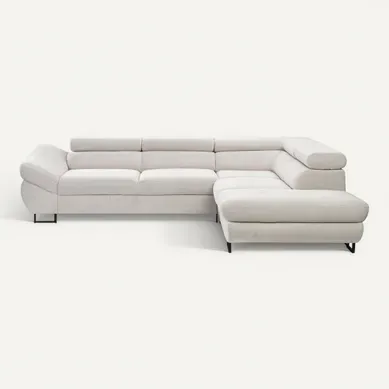 Canapé d'angle convertible OCTAVE tissu Curio grège droit Canapé d'angle convertible OCTAVE tissu Curio grège droit vue de face
