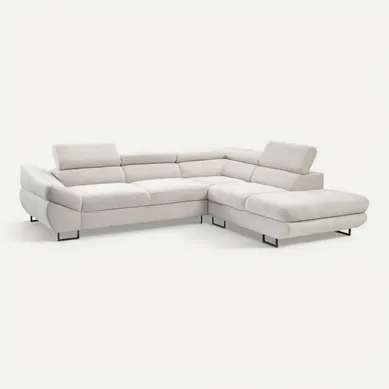 Canapé d'angle convertible OCTAVE tissu Curio grège droit Canapé d'angle convertible OCTAVE tissu Curio grège droit vue 3/4
