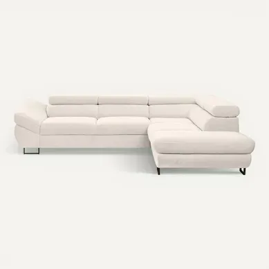 Canapé d'angle convertible OCTAVE tissu Curio blanc droit vue de face