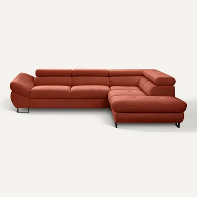 Canapé d'angle convertible OCTAVE tissu Curio terra cotta droit vue de face