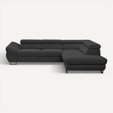 Canapé d'angle convertible OCTAVE tissu Curio anthracite droit vue de face