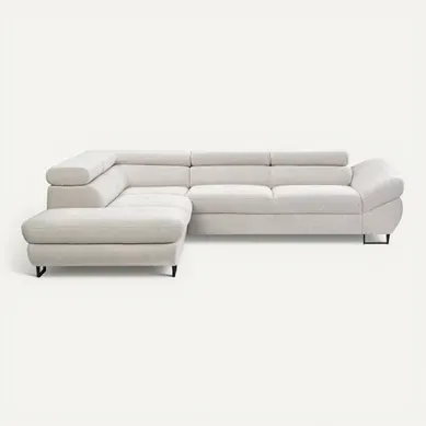 Canapé d'angle convertible OCTAVE tissu Curio grège gauche Canapé d'angle convertible OCTAVE tissu Curio grège gauche vue de face